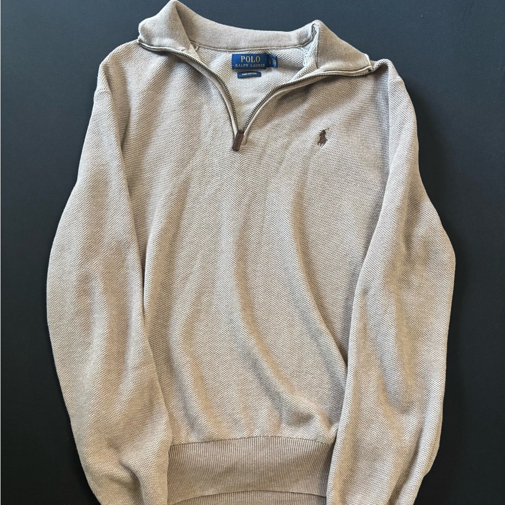 Polo Ralph Lauren Men's Beige Quarter Zip Sweater